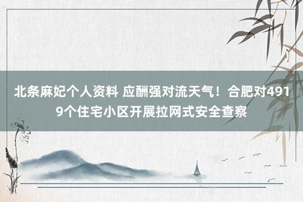 北条麻妃个人资料 应酬强对流天气！合肥对4919个住宅小区开展拉网式安全查察