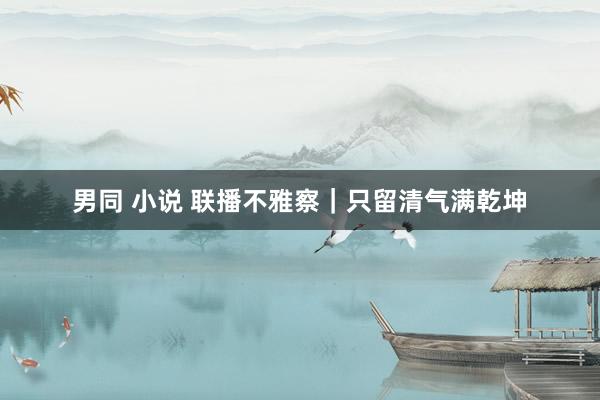 男同 小说 联播不雅察｜只留清气满乾坤