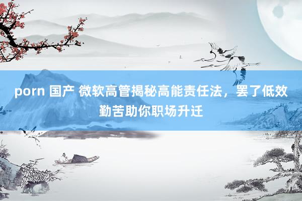porn 国产 微软高管揭秘高能责任法，罢了低效勤苦助你职场升迁