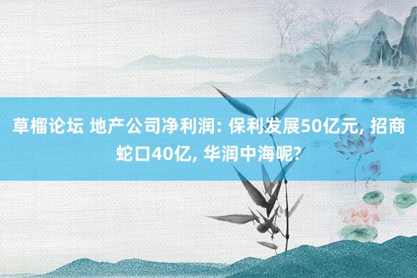 草榴论坛 地产公司净利润: 保利发展50亿元, 招商蛇口40亿, 华润中海呢?