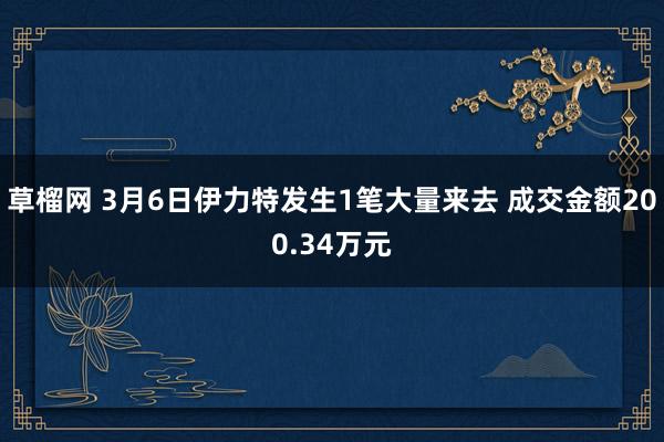 草榴网 3月6日伊力特发生1笔大量来去 成交金额200.34万元