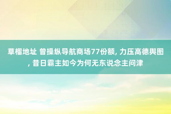 草榴地址 曾操纵导航商场77份额, 力压高德舆图, 昔日霸主如今为何无东说念主问津
