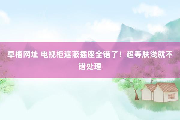 草榴网址 电视柜遮蔽插座全错了！超等肤浅就不错处理