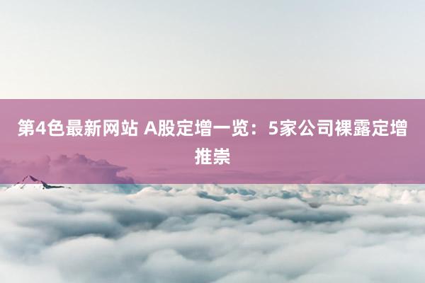 第4色最新网站 A股定增一览：5家公司裸露定增推崇