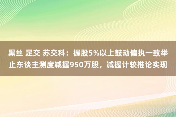 黑丝 足交 苏交科：握股5%以上鼓动偏执一致举止东谈主测度减握950万股，减握计较推论实现